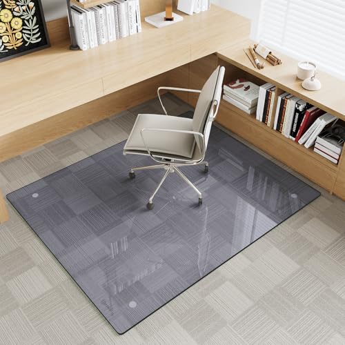 Tempered Glass Gray Chair Mat for Carpet & Hard Floor, 40"x48" Office Chair Mat - Heavy Duty & Scratch Resistant, Non-Slip Pads, Rounded Corners & Polished Edges - color: Grey, size: 40"x48"