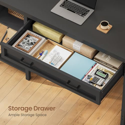 SEDETA 40" Farmhouse Small Desk with Drawers for Small Space, Bedroom - color: Black