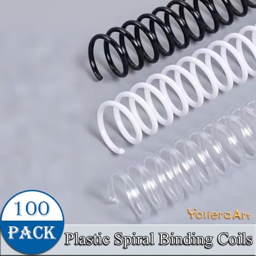 100 Pack Plastic Spiral Binding Coils, 4:1 Pitch 48 Loops for Letter/A4 Size, 360-Degree Rotation for Office School Projects, Suitable for Coworkers (Transparent, 1/2 Inch (100 Sheet Capacity)) - color: Transparent, size: 1/2 Inch (100 Sheet Capacity)