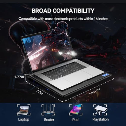 TECKNET Laptop Cooling Pad - 12"-15.6" Laptop Cooler with Quiet Cooling Fan | USB-A & USB-C Powered Cooling Stand with Adjustable Wind Speeds for Gaming, Work & Everyday Computing, Blue LED - color: Blue