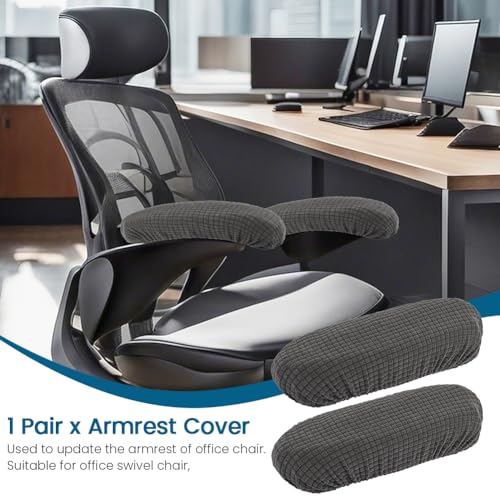 Kakalote Stretchable Office Chair Armrest Covers, 1Pairs Removable Arm Rest Slipcovers Elastic Arm Covers Protectors for Office, Desk, Gaming Chairs(Dark Grey-No Padding) - color: Dark Grey