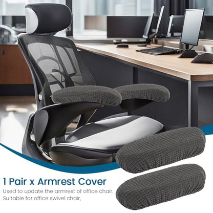 Kakalote Stretchable Office Chair Armrest Covers, 1Pairs Removable Arm Rest Slipcovers Elastic Arm Covers Protectors for Office, Desk, Gaming Chairs(Dark Grey-No Padding) - color: Dark Grey