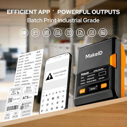 Makeid EP53 2" Label Maker with Label, 300 DPI 2600mAh Battery Thermal Transfer Portable Bluetooth Label Printer for Home Organization, Kitchen Storage, Small Business & Job Sites