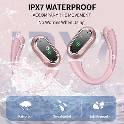 Wireless Earbuds, 2026 New Bluetooth 5.4 Headphones Sport, 60H+ HiFi Stereo - color: comb Pink