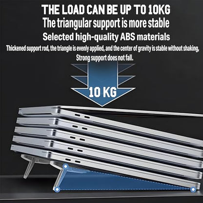 2PCS Laptop Stand Portable,Adjustable Laptop Riser, Ergonomic Cooling Mini Invisible Notebook Stand Riser for Desk Computer Keyboard MacBook Universal 10-17 Inch (Silver) - color: Silver