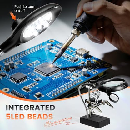 Soldering Helping Hands with LED Light and Magnifier