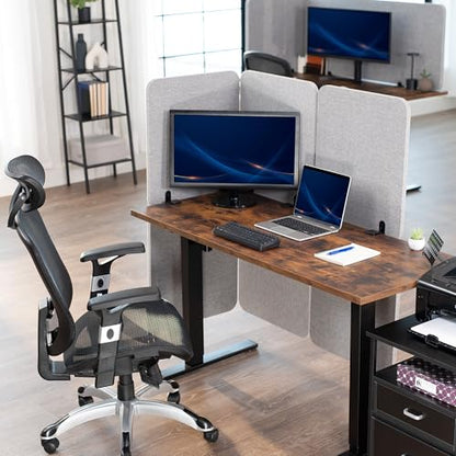 VIVO Clamp-on 59 x 46 inch Desk Privacy Panel, Sound Absorbing Cubicle Dividers, 3 Acoustic Partitions, Above and Below Desktop, Gray, PP-3-C060G