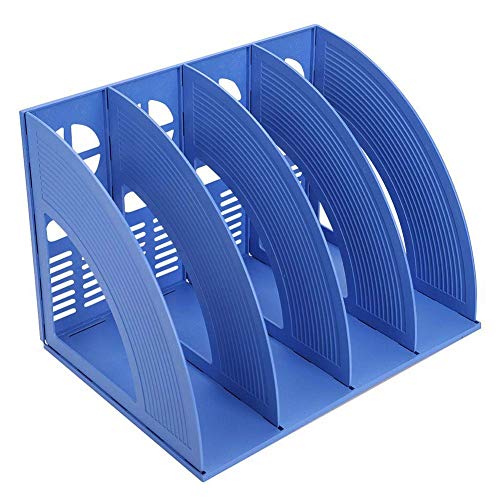 A4 File Holder Magazine File Folder Desk Organizer, 4 Vertical Compartments Bookshelf Document Divider Paper Box Bookends for Office Home Organization and Storage Racks - color: Blue, size: 4 compartments