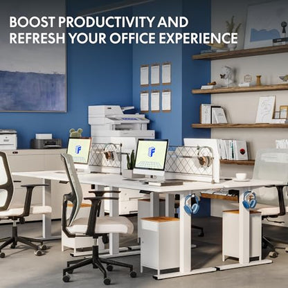 FLEXISPOT 48"x30" Electric Standing Desk, White | One-Piece Desktop, 1" Thick Top, Height Adjustable, Stable Steel Frame, Home Office & Multi-Monitor Setup - color: White, size: 48x30"