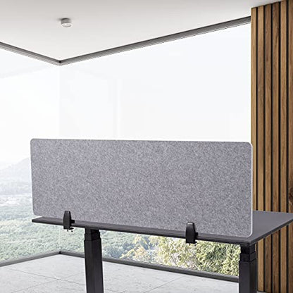 Stand Up Desk Store ReFocus Raw Clamp-On Acoustic Desk Divider Mounted Privacy Panel to Reduce Noise and Visual Distractions (Castle Gray, 47.25" x 16") - color: Castle Gray, size: 48" X 16"