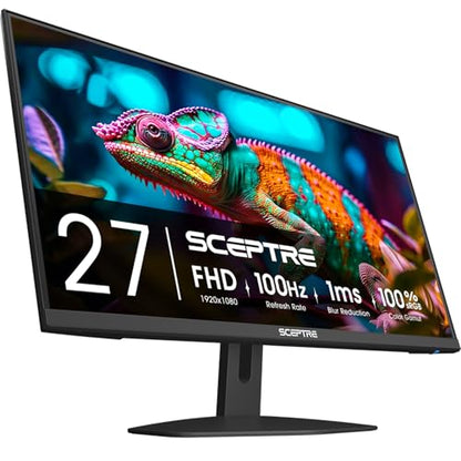 Sceptre 27-inch Prime Gaming Monitor 100Hz 1ms DisplayPort HDMI x2 100% sRGB AMD FreeSync Build-in Speakers, Eye Care Frameless Machine Black 2025 (E275W-FW100T Series) | 100Hz 1ms DisplayPort HDMI x2 100% sRGB AMD FreeSync Build-in Speakers, Eye Care Fra