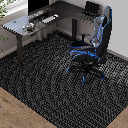 Office Chair Mat for Hard Floor, 50"x60" Large Computer Chair Mat | Unique Y-Shaped Pattern, Floor Protector Rug for Rolling Chairs, Anti-Slip PVC Desk Floor Mat for Work, Home, Gaming - color: Black, size: 50"x60"
