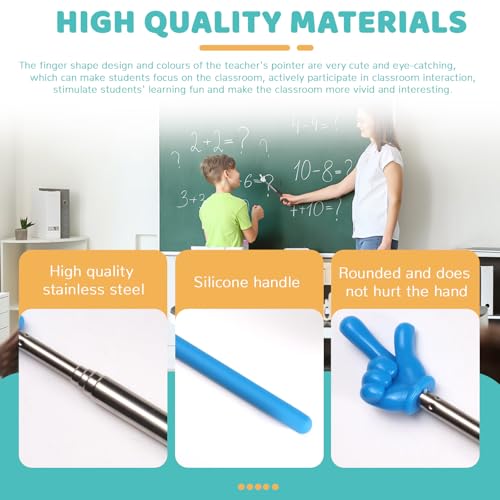 4 Pcs Teacher Pointer Stick for Classroom Extendable Pointer Finger Telescoping Hand Pointer Retractable Pointing Stick Reading Aid for Presentation Whiteboard (Red, Yellow, Blue, Green) - color: Red, Yellow, Blue, Green
