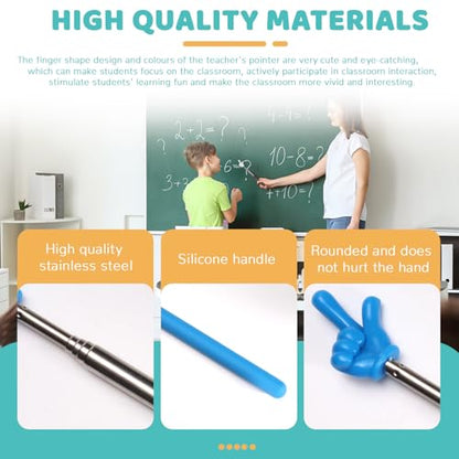 4 Pcs Teacher Pointer Stick for Classroom Extendable Pointer Finger Telescoping Hand Pointer Retractable Pointing Stick Reading Aid for Presentation Whiteboard (Red, Yellow, Blue, Green) - color: Red, Yellow, Blue, Green