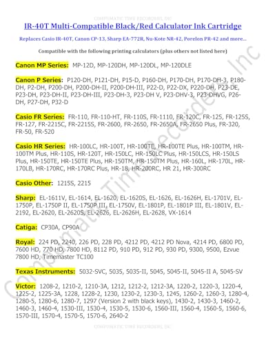 Compumatic Calculator Ink Replaces CP-13, IR-40T, EA-772R, Black/Red 2-Pack