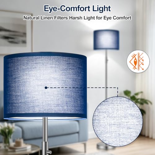 Floor Lamp Simple Design with Shade, Small Tall Lamps for Living Room Bedroom Office Dining Room Kitchen-Nickel - color: Nickel-Blue Shade