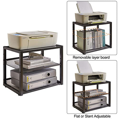 YMYNY 3 Tiers Desktop Printer Stand,17.32 x 13.78 x 11.02 in Black,UHPT001B
