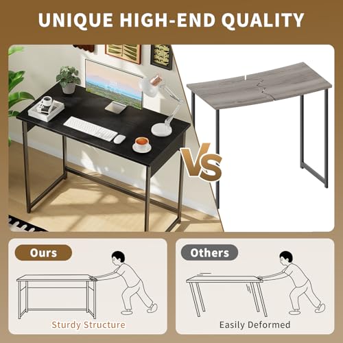 ALISENED Small Computer Desk, Office Desk with Metal Frame, 37.5 Inch Home Office Desk, Water-Resistant, Scratchproof Surface, Table for Small Spaces, Black - color: Black, size: W-37.5in