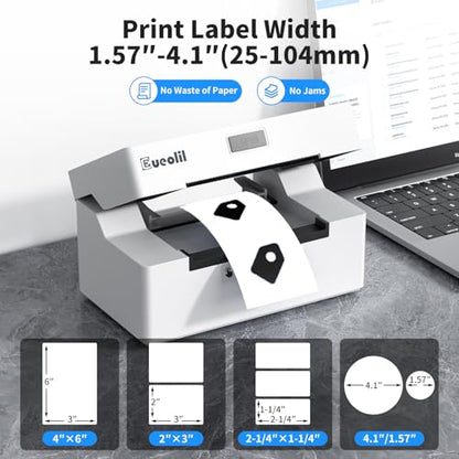 4x6 Thermal Label Printer, All-in-One Portable Bluetooth Shipping Label Printer for Small Business Compatible with Android/iPhone/Mac/Windows for Amazon Shopify Etsy USPS & UPS,White