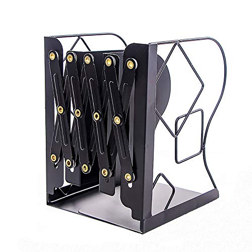 Adjustable Bookends - Nonskid Heavy Duty Book Ends for Desk - Book Stand & Organizer - color: Black-cubic