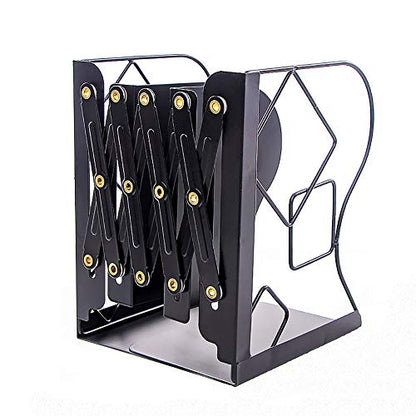 Adjustable Bookends - Nonskid Heavy Duty Book Ends for Desk - Book Stand & Organizer - color: Black-cubic