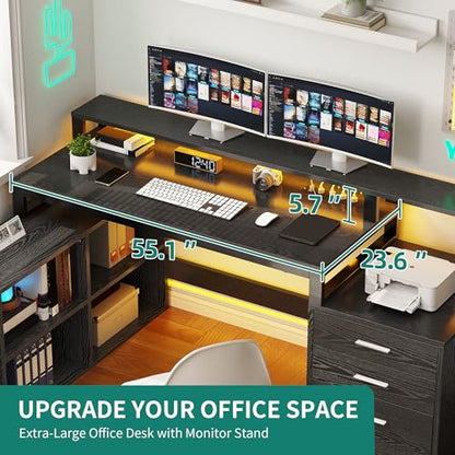 YITAHOME L Shaped Desk with 3 Drawers