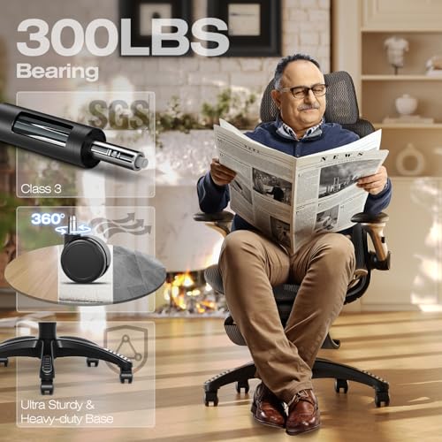 ELABEST X100 Ergonomic Mesh Office Chair with Footrest, Big and Tall Hone Desk Chair with 5D Flip-Up Arms, Adjustable 3D Lumbar Support,Gaming & Executive Computer Chairs - color: Midnight Mist