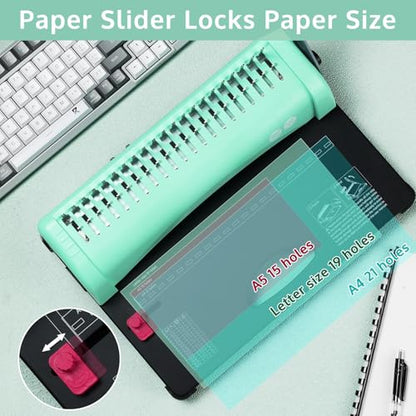 OFFNOVA Binding Machine, 21-Hole 450 Sheets Paper Comb Punch Binder Machine for Letter Size / A4 / A5 Paper, Easy to Punch Handle, Adjustable Margin - style: Gen2