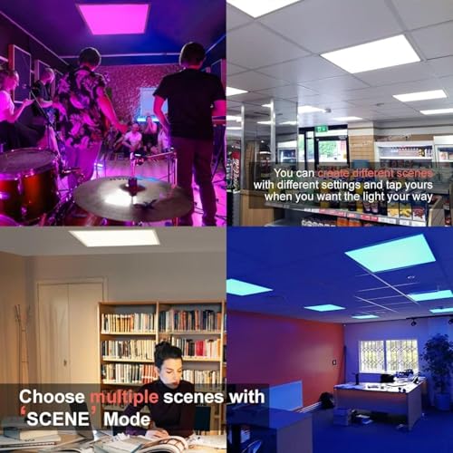 4 Pack 2X4 FT LED RGBW 5000K Multicolor Flat Panel, Light Remote & App Controlled 60W 6600lm Color Changing LED Panel Light Smart Wi-Fi Drop Ceiling Light with Alexa/Google Assistant - size: 2x4 Feet