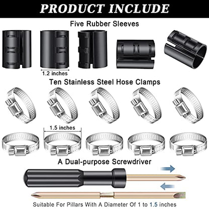 Ferraycle Fixing a Sinking Office Chair Cylinder Alternatives 10 Pieces Stainless Steel Hose Clamps 5 Pieces Gas Lift with Dual-Purpose Screwdriver No Gas Lift Cylinder (16 Pieces)
