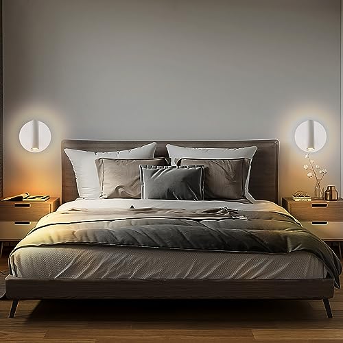 ZEROUNO Bedroom Wall Lamp with Switch Reading Light Hardwired Sconces Which Angle Adjustable for Bed-Side Interior Design (White) - color: White
