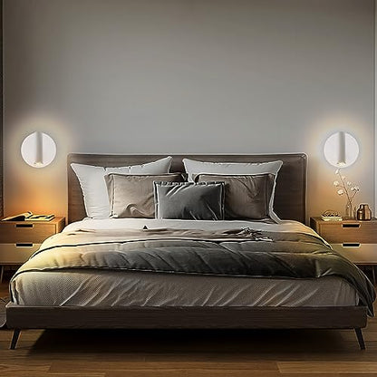 ZEROUNO Bedroom Wall Lamp with Switch Reading Light Hardwired Sconces Which Angle Adjustable for Bed-Side Interior Design (White) - color: White