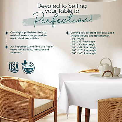 Premium Table Pad Protector Superior Protection from Spills, Scratches & Heat- Reusable Vinyl Table Cloth with Cushion Flannel Backing (52" Round) - size: 52" Round