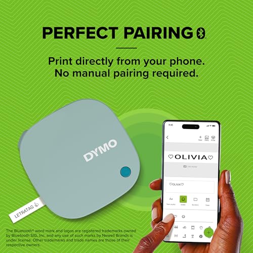 DYMO LetraTag 200B Bluetooth Label Maker, Compact Label Printer, Connects Through Bluetooth Wireless Technology to iOS and Android, Includes 1 White Paper Label Tape, Daydream Blue - style: Daydream Blue Starter Kit