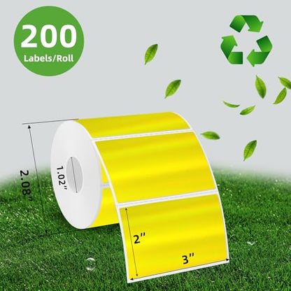 3x2 Inch Holographic Thermal Labels, Yellow Direct Thermal Stickers Label, Self-Adhesive Thermals Printer Sticker Labels, Perforation Line Design- 200Pcs - color: Holographic Yellow-1, size: 2*3 inch