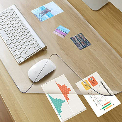 Awnour Clear Desk Mat on top of desks - 36 x 17 inches - Clear Transparent Plastic Desk Protector - Desk Writing Mat for Office and Home