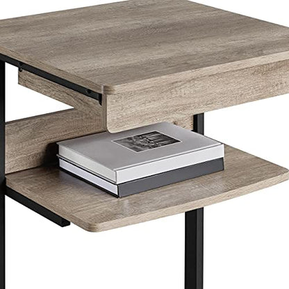Yaheetech Tiny Mobile Computer Desk, 3-Tier Rolling Cart with Drawer, Gray - color: Grey