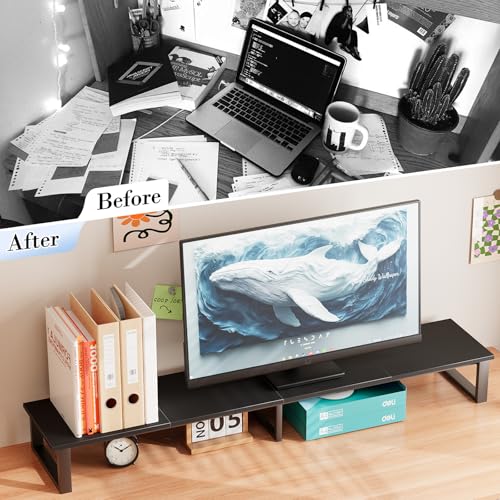 aboxoo 45" TV Riser for 32-60 inch TV, TV Shelf with Steel Legs - color: Black, size: 45 inch