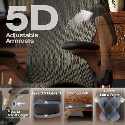 ELABEST X100 Ergonomic Mesh Office Chair with Footrest, Big and Tall Home Desk Chair with 5D Flip-Up Arms, Adjustable 3D Lumbar Support, Gaming & Executive Computer Chair (Coffee Break) - color: Coffee Break