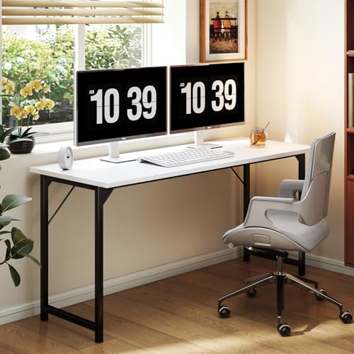 Sweetcrispy 63-Inch Computer Desk for Bedroom, White - color: White, size: 63-Inch