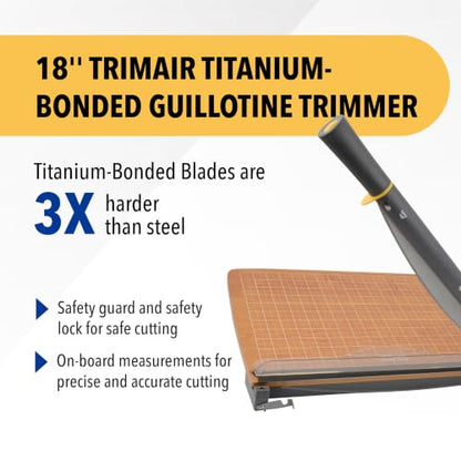 Westcott TrimAir Guillotine Paper Cutter, Paper Trimmer with Sharp and Durable Titanium-Bonded Blade, Maximum Safety Features, 18-Inch, Back to School, School Supplies, Classroom - size: 18-inch
