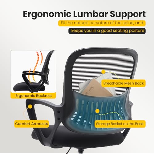 Sweetcrispy Ergonomic Tall Drafting Chair, High Office Desk Chair | Comfy Lumbar Support, Adjustable Height, Footrest, Fixed Arms, Counter, Dark Black - color: Dark Black, size: 45 inches (H) x 23.62 inches (W) x 24.2 inches (L)