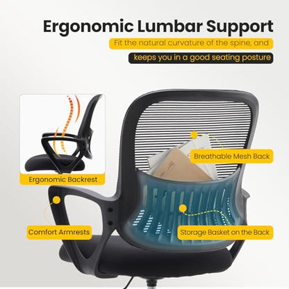 Sweetcrispy Ergonomic Tall Drafting Chair, High Office Desk Chair | Comfy Lumbar Support, Adjustable Height, Footrest, Fixed Arms, Counter, Dark Black - color: Dark Black, size: 45 inches (H) x 23.62 inches (W) x 24.2 inches (L)