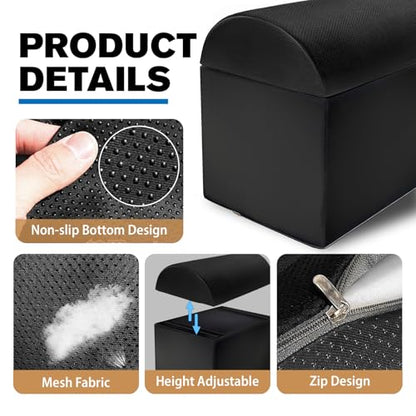 Ergonomic Adjustable Height Foot Rest for Under Desk Office & Home Comfortable Footrest with Breathable & Washable Mesh Cover Non-Slip Base Two-Layer Design