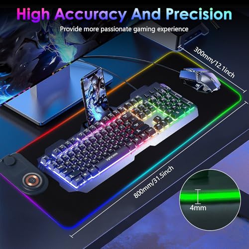 RGB Gaming Mouse Pad, Wireless Charging Mousepad, Mouse Mat - color: black+3 in 1