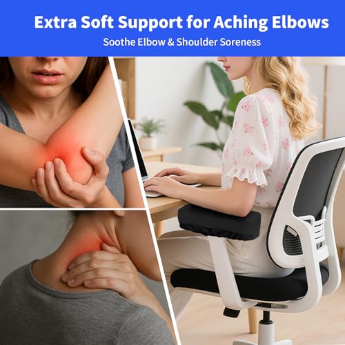 YOUFi Office Chair Arm Covers,Extra Soft Velvet Armrest Cushion,Set of 2 - color: Black