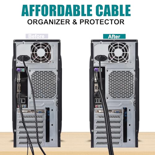 1/4 Inch Wire Loom Split Tubing - 30 ft Cord Protector Electric Wires Covers, Automotive Wire Flexible Conduit, Plastic Wire Cover with Cable Zip Tie (1/4"-30ft) - size: 1/4"-30ft