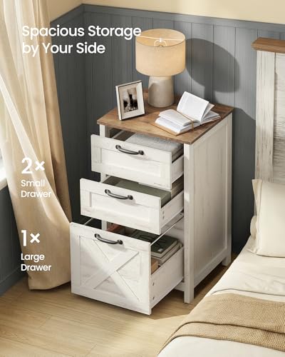 VASAGLE File Cabinet, 3-Drawer Filing Cabinet for Home Office - color: Rustic White + Honey Brown, size: 3 Drawers