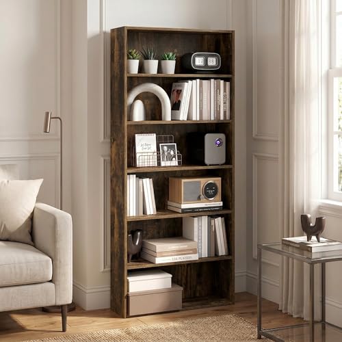 6-Tier Cube Storage Organizer Bookshelf, Bookcase with Open Shelf, Book Shelf, 7 x 24 x 53, for Bedroom, Home Office, Living Room, Amber Pine - color: Amber Pine, size: 6 Tier