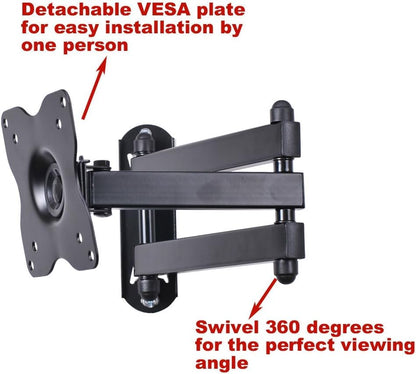 VideoSecu ML12B TV Wall Mount Articulating Arm Monitor Bracket for Most 19"-32", Some up to 47" LCD LED Plasma Flat Panel Screen TV with VESA 100/75mm M79